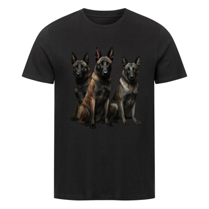 Kanimal "Pawfect" T-Shirt für Herren, 100% Bio-Baumwolle, Unisex-Schnitt – Dieses T-Shirt in schwarz zeigt drei majestätische, sitzende Hunde in realistischer Darstellung, die einen starken und eleganten Look kreieren. Der detaillierte Druck hebt sich kontrastreich vom weißen Hintergrund ab. Hergestellt aus 100% gekämmter ringgesponnener Bio-Baumwolle, bietet es eine normale Passform mit eingesetzten Ärmeln und 1x1 Rippstrick am Ausschnitt.